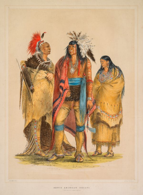 George Catlin, North American Indians, 1844, hand-colored lithograph, 25 x 21, private collection. Photo: E.G. Schempf.
